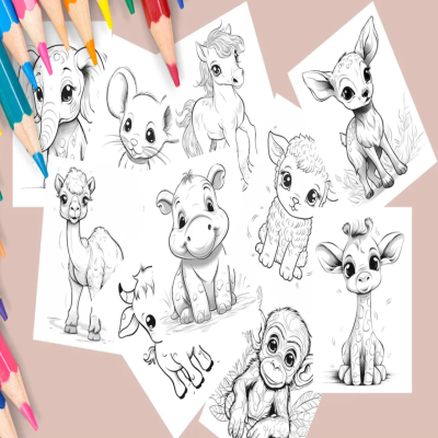 22 صفحة تلوين الحيوانات الصغيرة اللطيفة 